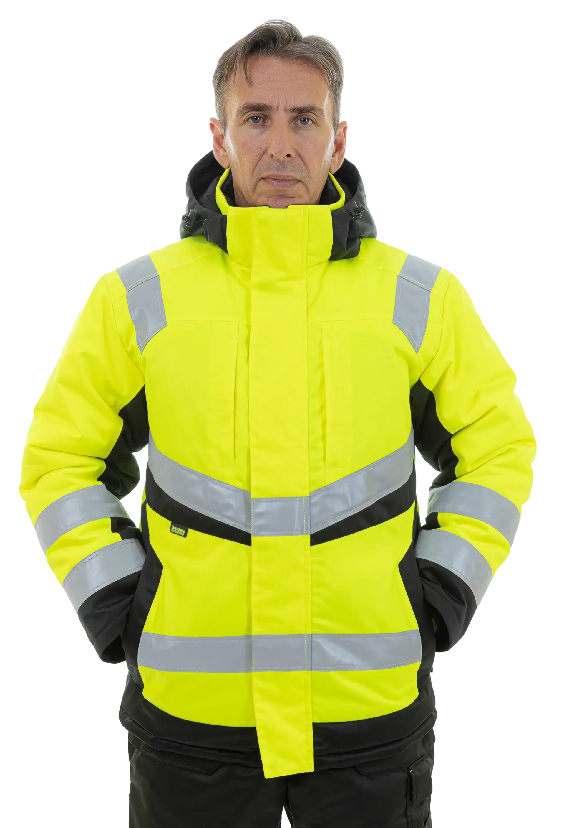 Зимняя сигнальная куртка Brodeks KW216, желтый/черный (XL)