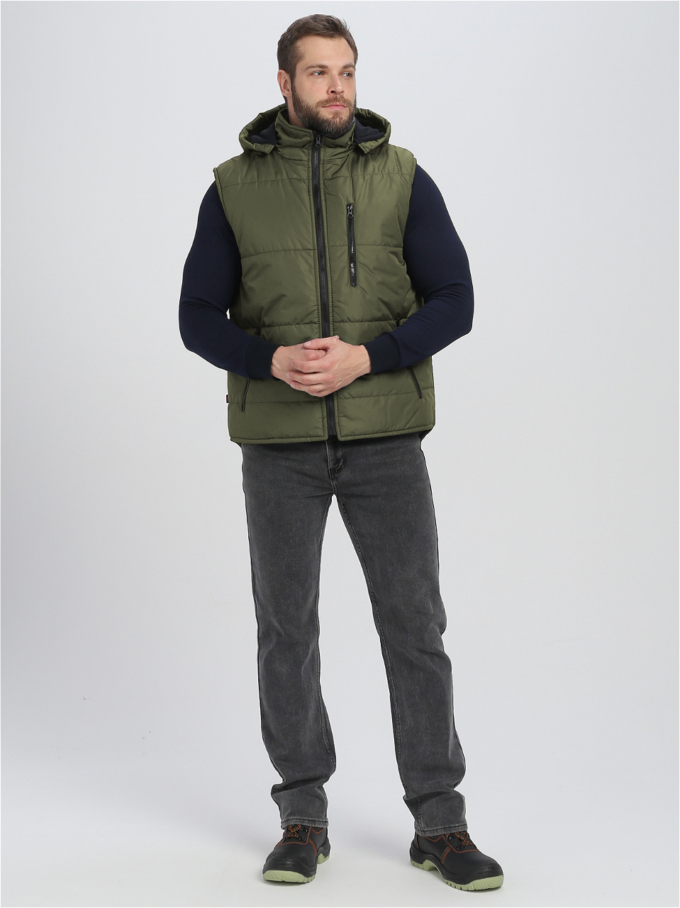 Жилет утепленный с капюшоном Респект (тк.Таслан), хаки