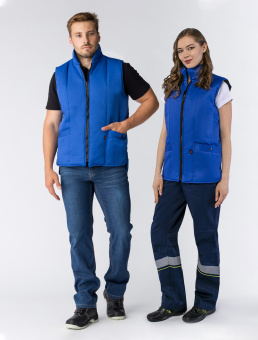 Жилет утепленный с капюшоном Респект (тк.Таслан), т.синий