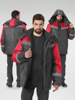 Куртка зимняя Легион (тк.OxLine), т.серый/красный