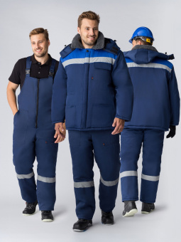 Костюм зимний Труженик-Ультра-2 СОП (тк.Смесовая,210) п/к, т.синий/васильковый