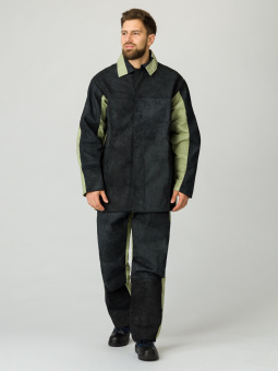 Костюм сварщика зимний комбинированный 2 кл.защиты(тк.Брезент,550/Спилок S=2,3), черный/бежевый(АУ5)