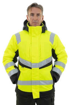 Зимняя сигнальная куртка Brodeks KW216, желтый/черный (M)