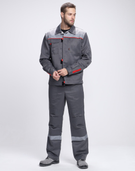 Костюм Фаворит-1 СОП усиленный IMP (тк.Смесовая,210) брюки, т.серый/серый/красный