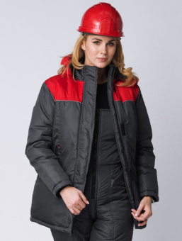 Куртка зимняя женская Снежана (тк.Дюспо), т.серый/красный
